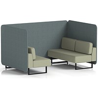 Brixworth 4 Seater Bench Booth, Black Legs, Main Line Flax Fabric, Westminster Panels And Newbury Sofa