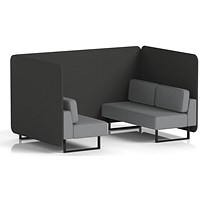 Brixworth 4 Seater Bench Booth, Black Legs, Synergy Fabric, Mix Panels And Partner Sofa