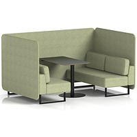 Brixworth 4 Seater Bench Booth With Table, Black Legs, Black Table, Rivet Fabric, Burnish Panels And Sofa