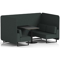 Brixworth 4 Seater Bench Booth With Table, Black Legs, Black Table, Rivet Fabric, Charcoal Panels And Sofa