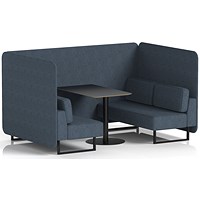 Brixworth 4 Seater Bench Booth With Table, Black Legs, Black Table, Rivet Fabric, Crucible Panels And Sofa