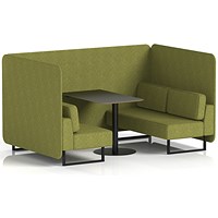 Brixworth 4 Seater Bench Booth With Table, Black Legs, Black Table, Rivet Fabric, Olive Panels And Sofa