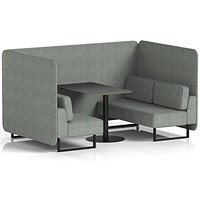 Brixworth 4 Seater Bench Booth With Table, Black Legs, Black Table, Rivet Fabric, Prime Panels And Sofa