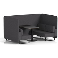 Brixworth 4 Seater Bench Booth With Table, Black Legs, Black Table, X2 Fabric, Arithmetic Panels And Sofa