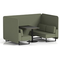 Brixworth 4 Seater Bench Booth With Table, Black Legs, Black Table, Main Line Flax Fabric, Monument Panels And Sofa