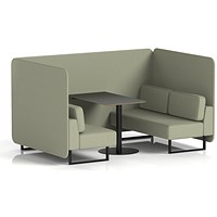 Brixworth 4 Seater Bench Booth With Table, Black Legs, Black Table, Main Line Flax Fabric, Newbury Panels And Sofa