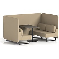 Brixworth 4 Seater Bench Booth With Table, Black Legs, Black Table, Main Line Flax Fabric, Upminster Panels And Sofa