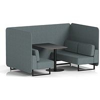 Brixworth 4 Seater Bench Booth With Table, Black Legs, Black Table, Main Line Flax Fabric, Westminster Panels And Sofa