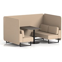Brixworth 4 Seater Bench Booth With Table, Black Legs, Black Table, Synergy Fabric, Affix Panels And Sofa