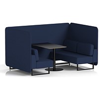Brixworth 4 Seater Bench Booth With Table, Black Legs, Black Table, Synergy Fabric, Alike Panels And Sofa