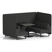 Brixworth 4 Seater Bench Booth With Table, Black Legs, Black Table, Synergy Fabric, Mix Panels And Sofa