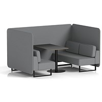 Brixworth 4 Seater Bench Booth With Table, Black Legs, Black Table, Synergy Fabric, Partner Panels And Sofa