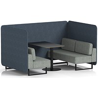 Brixworth 4 Seater Bench Booth With Table, Black Legs, Black Table, Rivet Fabric, Crucible Panels And Prime Sofa