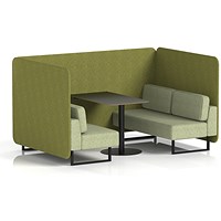 Brixworth 4 Seater Bench Booth With Table, Black Legs, Black Table, Rivet Fabric, Olive Panels And Burnish Sofa