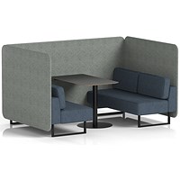 Brixworth 4 Seater Bench Booth With Table, Black Legs, Black Table, Rivet Fabric, Prime Panels And Crucible Sofa