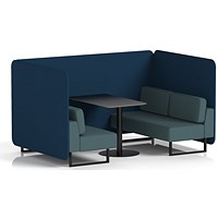 Brixworth 4 Seater Bench Booth With Table, Black Legs, Black Table, X2 Fabric, Calculus Panels And Polygon Sofa