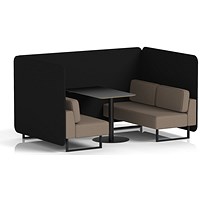 Brixworth 4 Seater Bench Booth With Table, Black Legs, Black Table, X2 Fabric, Diameter Panels And Theory Sofa