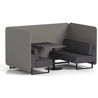 Brixworth 4 Seater Bench Booth With Table, Black Legs, Black Table, X2 Fabric, Number Panels And Arithmetic Sofa