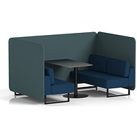 Brixworth 4 Seater Bench Booth With Table, Black Legs, Black Table, X2 Fabric, Polygon Panels And Calculus Sofa