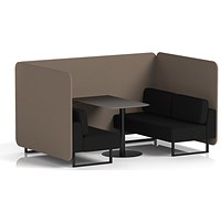 Brixworth 4 Seater Bench Booth With Table, Black Legs, Black Table, X2 Fabric, Theory Panels And Diameter Sofa