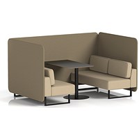 Brixworth 4 Seater Bench Booth With Table, Black Legs, Black Table, Main Line Flax Fabric, Bank Panels And Upminster Sofa