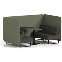 Brixworth 4 Seater Bench Booth With Table, Black Legs, Black Table, Main Line Flax Fabric, Monument Panels And Temple Sofa