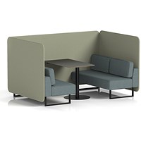 Brixworth 4 Seater Bench Booth With Table, Black Legs, Black Table, Main Line Flax Fabric, Newbury Panels And Westminster Sofa