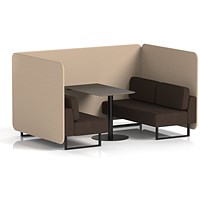 Brixworth 4 Seater Bench Booth With Table, Black Legs, Black Table, Synergy Fabric, Affix Panels And Wed Sofa