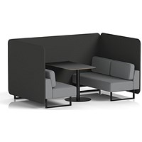 Brixworth 4 Seater Bench Booth With Table, Black Legs, Black Table, Synergy Fabric, Mix Panels And Partner Sofa