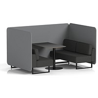 Brixworth 4 Seater Bench Booth With Table, Black Legs, Black Table, Synergy Fabric, Partner Panels And Mix Sofa