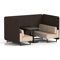 Brixworth 4 Seater Bench Booth With Table, Black Legs, Black Table, Synergy Fabric, Wed Panels And Affix Sofa