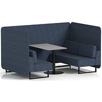 Brixworth 4 Seater Bench Booth With Table, Black Legs, Grey Table With Black Leg, Rivet Fabric, Crucible Panels And Sofa