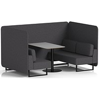 Brixworth 4 Seater Bench Booth With Table, Black Legs, Grey Table With Black Leg, X2 Fabric, Arithmetic Panels And Sofa