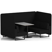 Brixworth 4 Seater Bench Booth With Table, Black Legs, Grey Table With Black Leg, X2 Fabric, Diameter Panels And Sofa