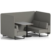 Brixworth 4 Seater Bench Booth With Table, Black Legs, Grey Table With Black Leg, X2 Fabric, Number Panels And Sofa