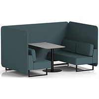 Brixworth 4 Seater Bench Booth With Table, Black Legs, Grey Table With Black Leg, X2 Fabric, Polygon Panels And Sofa