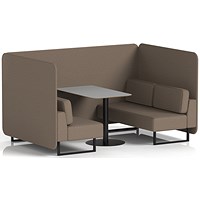 Brixworth 4 Seater Bench Booth With Table, Black Legs, Grey Table With Black Leg, X2 Fabric, Theory Panels And Sofa