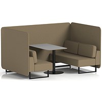 Brixworth 4 Seater Bench Booth With Table, Black Legs, Grey Table With Black Leg, Main Line Flax Fabric, Bank Panels And Sofa