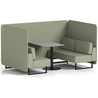 Brixworth 4 Seater Bench Booth With Table, Black Legs, Grey Table With Black Leg, Main Line Flax Fabric, Newbury Panels And Sofa