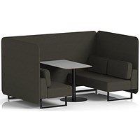 Brixworth 4 Seater Bench Booth With Table, Black Legs, Grey Table With Black Leg, Main Line Flax Fabric, Temple Panels And Sofa