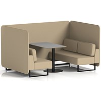 Brixworth 4 Seater Bench Booth With Table, Black Legs, Grey Table With Black Leg, Main Line Flax Fabric, Upminster Panels And Sofa