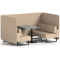 Brixworth 4 Seater Bench Booth With Table, Black Legs, Grey Table With Black Leg, Synergy Fabric, Affix Panels And Sofa