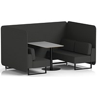 Brixworth 4 Seater Bench Booth With Table, Black Legs, Grey Table With Black Leg, Synergy Fabric, Mix Panels And Sofa