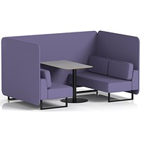 Brixworth 4 Seater Bench Booth With Table, Black Legs, Grey Table With Black Leg, Synergy Fabric, Order Panels And Sofa