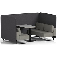 Brixworth 4 Seater Bench Booth With Table, Black Legs, Grey Table With Black Leg, X2 Fabric, Arithmetic Panels And Number Sofa