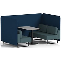 Brixworth 4 Seater Bench Booth With Table, Black Legs, Grey Table With Black Leg, X2 Fabric, Calculus Panels And Polygon Sofa