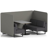 Brixworth 4 Seater Bench Booth With Table, Black Legs, Grey Table With Black Leg, X2 Fabric, Number Panels And Arithmetic Sofa