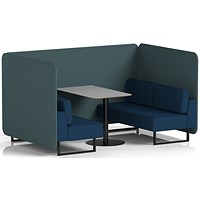 Brixworth 4 Seater Bench Booth With Table, Black Legs, Grey Table With Black Leg, X2 Fabric, Polygon Panels And Calculus Sofa