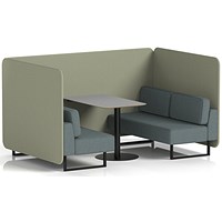 Brixworth 4 Seater Bench Booth With Table, Black Legs, Grey Table With Black Leg, Main Line Flax Fabric, Newbury Panels And Westminster Sofa