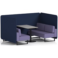 Brixworth 4 Seater Bench Booth With Table, Black Legs, Grey Table With Black Leg, Synergy Fabric, Alike Panels And Order Sofa